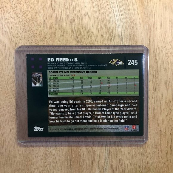 Ed Reed - Topps Trading Card - Picture 2 of 3